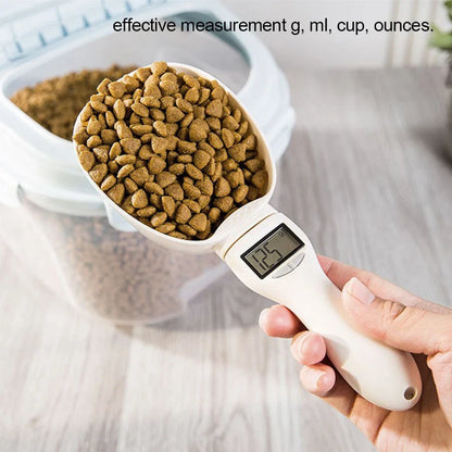 Electronic Pet Food Measuring Scoop with LED Display - Digital Kitchen Scale for Dogs and Cats