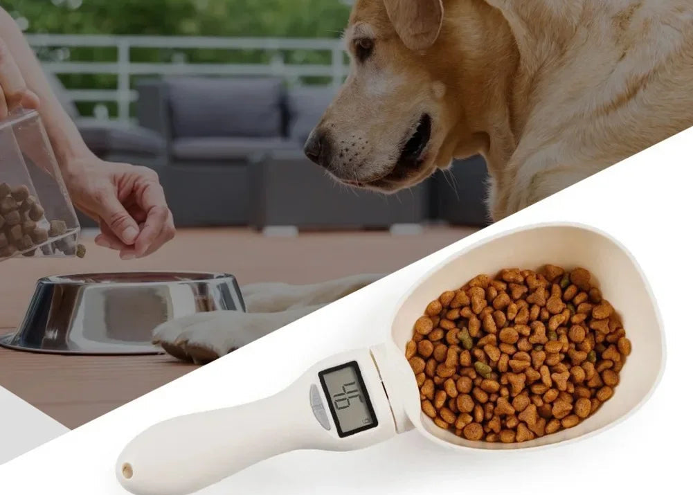 Electronic Pet Food Measuring Scoop with LED Display - Digital Kitchen Scale for Dogs and Cats