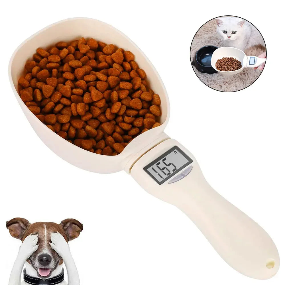 Electronic Pet Food Measuring Scoop with LED Display - Digital Kitchen Scale for Dogs and Cats