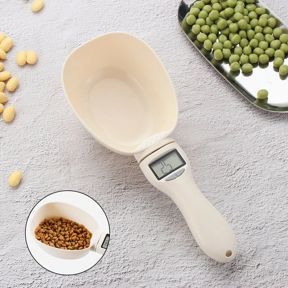 Electronic Pet Food Measuring Scoop with LED Display - Digital Kitchen Scale for Dogs and Cats