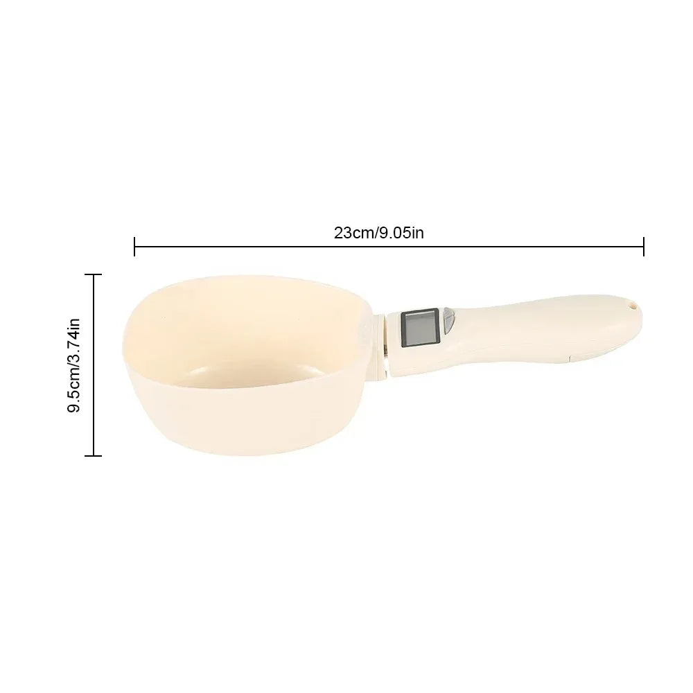 Electronic Pet Food Measuring Scoop with LED Display - Digital Kitchen Scale for Dogs and Cats